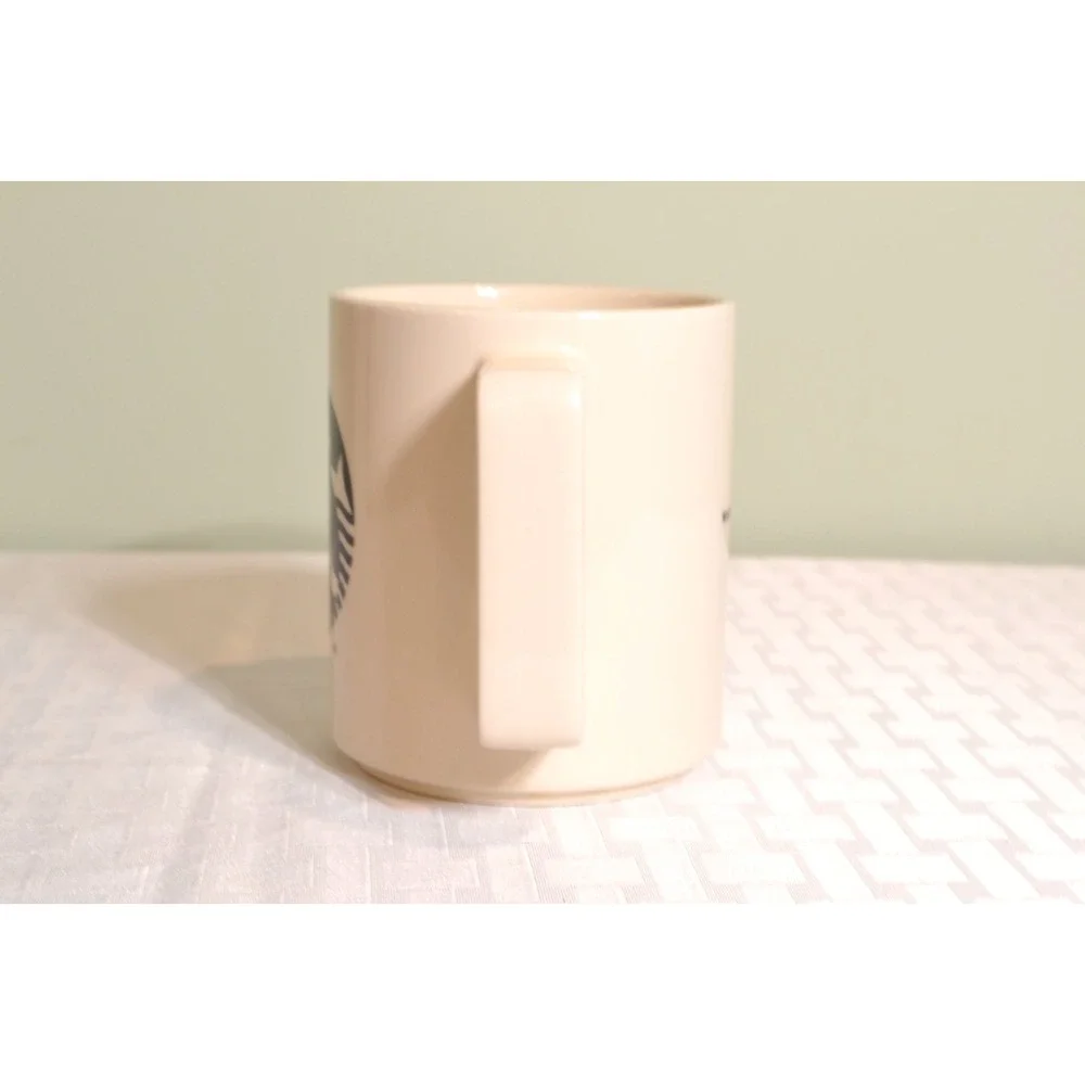 2015 Starbucks 14oz Ivory Ceramic Mug, Black Siren logo, Square Handle, USA